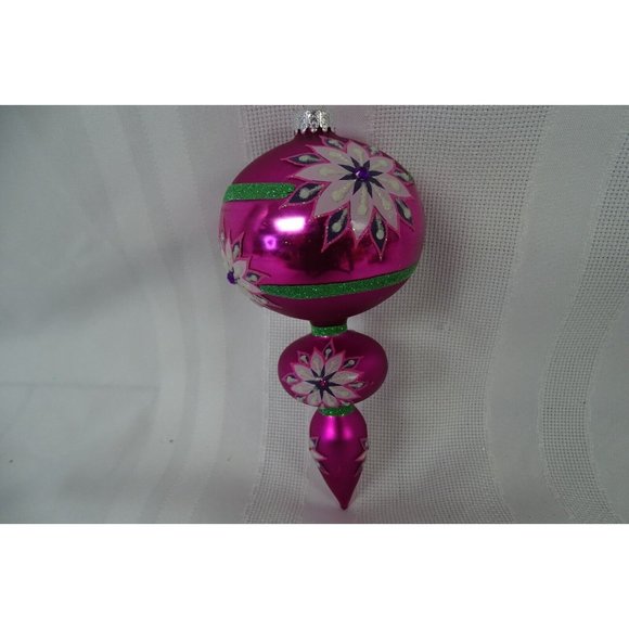 3 Glass Christmas Ornaments Candy Cane Teardrop Indent - Picture 5 of 5